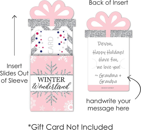 Set 8 Big Dot of Happiness Pink Winter Wonderland - Holiday Snowflake Birthday Party and Baby Shower Money and Gift