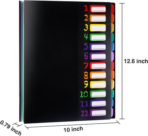 Shappy 12 Pocket Expanding File Folder with Rainbow File Folders Organizer for A4 Size Documents