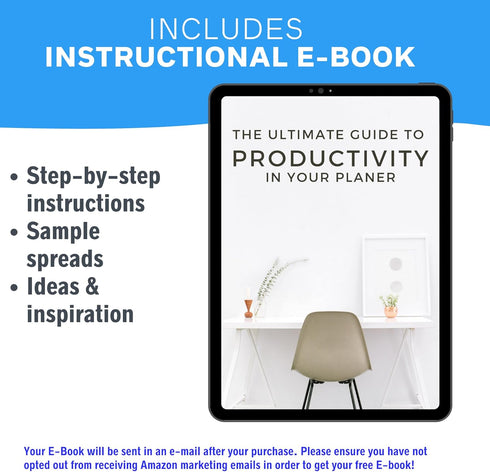 Ultimate Productivity Stencils & Stickers by Sunny Streak - x20 Sheets Planner Stickers, x6 Stencils, Goals