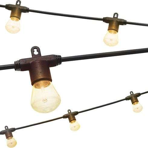 Enbrighten LED Bistro Outdoor String Lights, 24ft, 12 Shatter Resistant Lifetime Bulbs,