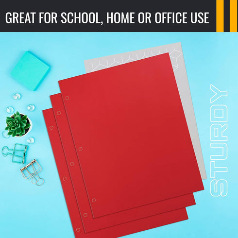 Better Office Products Two Pocket Portfolio Folders, 50-Pack, RED, Letter Size Paper Folders
