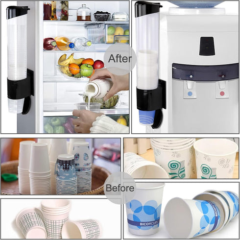 Cup Dispenser, Water Cooler Pull Type Holder for 5oz - 7oz Cone or Flat Bottom Cups, Wall Mount