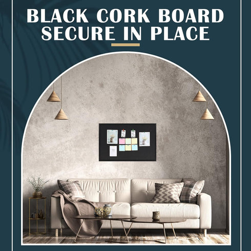Teling Cork Bulletin Board - 36" x 24" Large Wood Framed Cork Board with Pins, Wall Mounted for Home Office