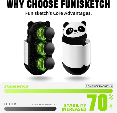 FUNISKETCH 4 Pack Cute Panda Magnetic Pen Holder, Strong Magnet for Glass Whiteboard, Refrigerator & Locker - Marker