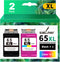 SAILNER 65 XL Remanufactured Ink Cartridge Replacement for HP Ink 65 Black and Color Combo Pack 65XL, Compatible with