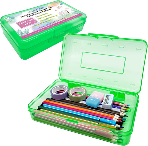 Plastic Translucent Pencil Box, Pencil Cases with Snap-Tight Lid for Pens, Pencils, School and Office Supplies, 1 Pack