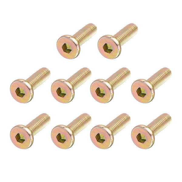 uxcell M6 x 20 mm Threaded Hex Socket Head Cap Screw Bolt - Bronze Tone (Pack of 10)