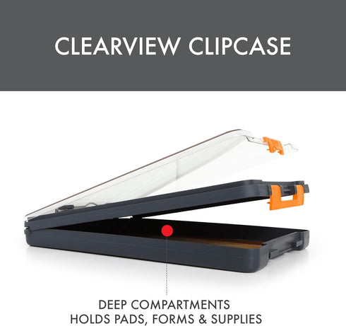Dexas Clearview Clipcase Dry Erase Clipboard, 13.75 x 9.5 Inch, Orange