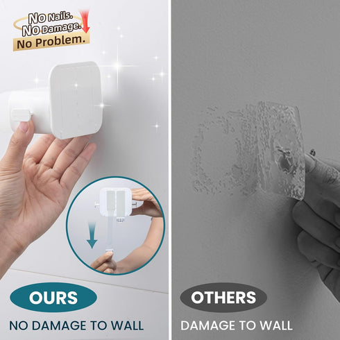 2 6 4 lbs, TAILI Mop and Broom Holder Wall Mount Grippers, Hangers and Adhesive Strips, Damage Free Hanging Wall Mount