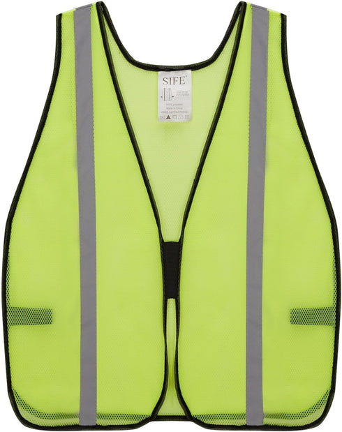 SIFE 1 Pack High Visibility Reflective Safety Vest, Lightweight Neon Yellow Mesh Fabric for Men and Women