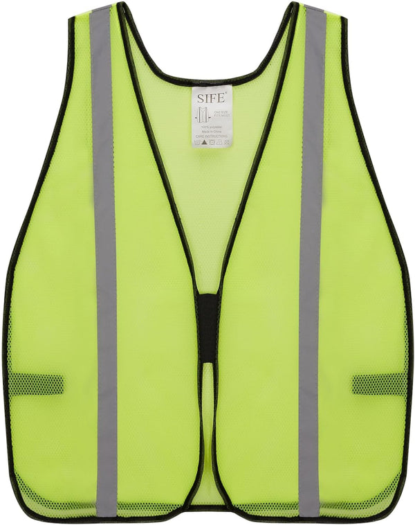 SIFE 1 Pack High Visibility Reflective Safety Vest, Lightweight Neon Yellow Mesh Fabric for Men and Women