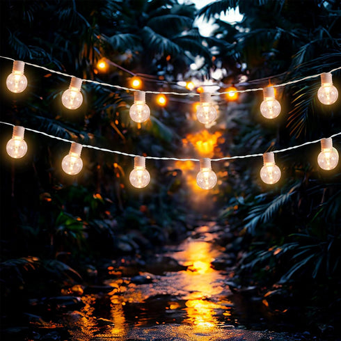 34ft with100 Bulbs Afirst White Outdoor String Lights LED Waterproof Patio Lights for Garden Backyard Holiday