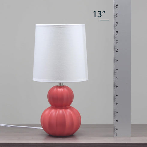 LT1162-ORG 12.5" Simple Designs Chic Glow Stacked Double Gourd Ceramic Table Lamp, for Bedroom, Office, Living Room