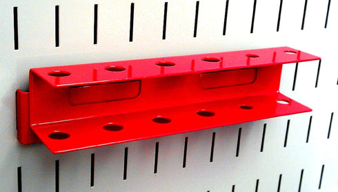 Wall Control Screwdriver Holder Bracket - Slotted Metal Pegboard Accessory - Red Tool Board