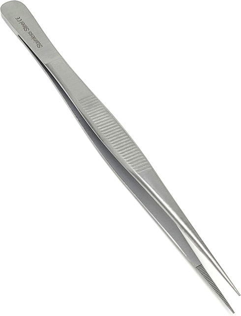 Stainless Steel High Precision Forceps with Fine Strong Straight Serrated Point for Scientific Use