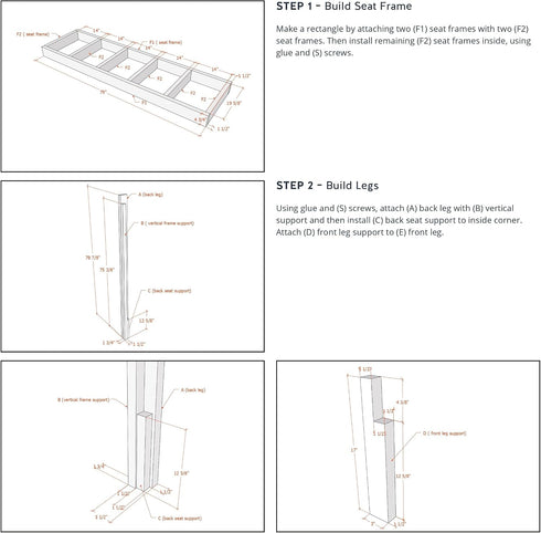 Generic DIY Outdoor Wooden Bench with Privacy Walls Building Plans