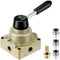 Pneumatic Hand Valve HV-02: Rotary Lever 3 Position 4 Way 1/4" NPT Air Control Flow Valve