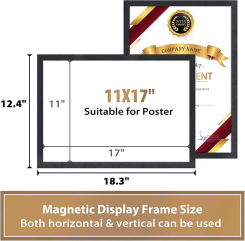 PUJIANG 11" 17" 6Pack) x Self-Adhesive Magnetic Display Frame, Double Sided Window Magnetic Sign Holder with Clear PVC