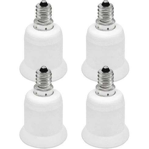 ATREFUU 4 Pack E12 to E26 Adapters, E12 Candelabra Base to E26 Medium