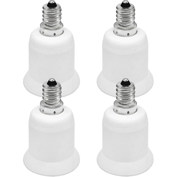 ATREFUU 4 Pack E12 to E26 Adapters, E12 Candelabra Base to E26 Medium