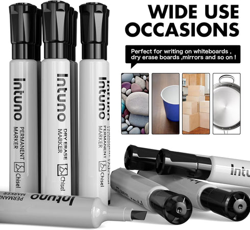 INTUNO 96 Count Permanent Markers, Black, Chisel tip, Oil-Based Permanent Markers, Waterproof and Fade-Resistant