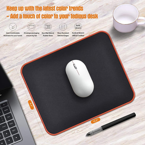 Mouse Pad with Anti Fraying Stitched Edge, Smooth Surface Computer Mousepad Mat with Natural Rubber Base, Washable