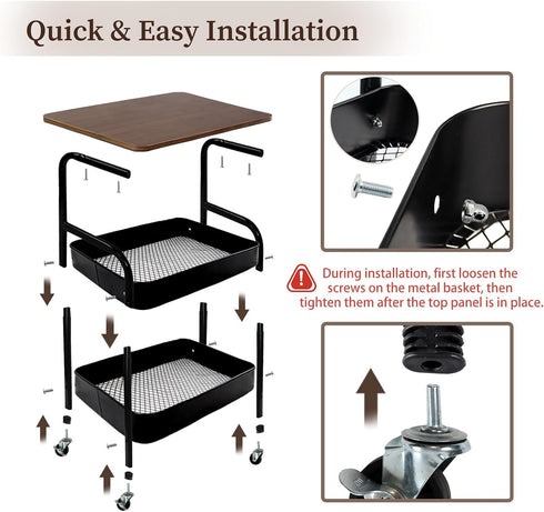 Gmrithaf 3 Tier Rolling Cart, Utility Carts with Wheels, Heavy Duty Metal Storage Organizer Cart for Art, Book, Snack