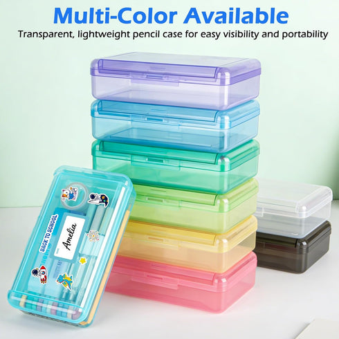 Double Layer Translucent Plastic Pencil Box,Hard Clear Pencil Case with Snap-Tight Lid for Pen, Pencils, School Office