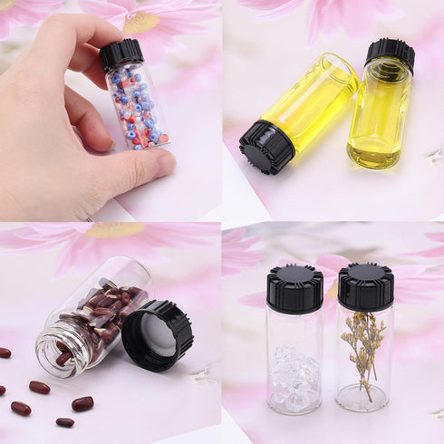0.3 Oz Clear Glass Vials with Screwcap Empty Bottles for Liquid Sample Pack of 10