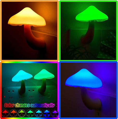 Honoson 4 7 Pieces Mushroom Night Light LED Night Light Plug in Lamp Color Magic Mini Pretty Mushroom Shaped Lamp