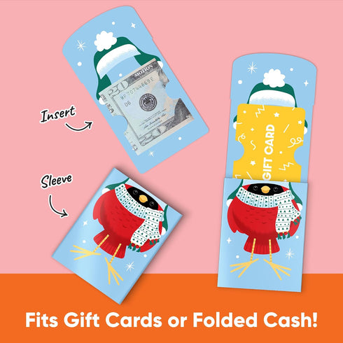 Pack, Set 8 Big Dot of Happiness Winter Birds Gift Card Holders with Envelopes, Winter Holiday Party Cash Money Holders