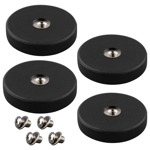 MUTUACTOR 4PCS Neodymium Rubber Coated Magnets,Non-Scratch Rubber Earth Magnets with M4 Female