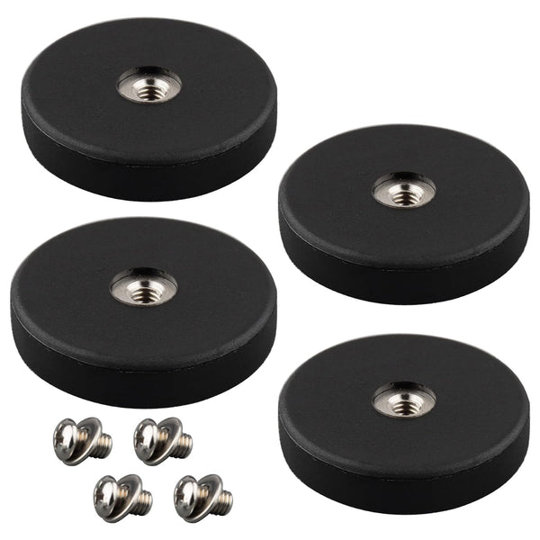 MUTUACTOR 4PCS Neodymium Rubber Coated Magnets,Non-Scratch Rubber Earth Magnets with M4 Female