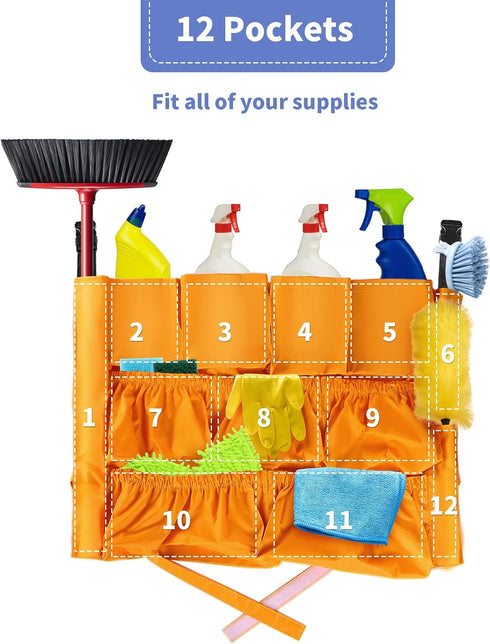 MOLIGOU 12 20-44 Pockets Trash Can Caddy Bag, Garbage Bin Caddy Organizer for Cleaning Tools and Supplies, Fits Gallon