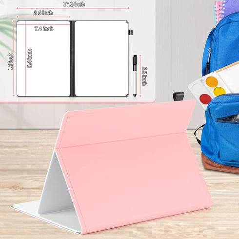 Mini Whiteboard 12"x9" Dry Erase Small White Board, Portable Foldable Desk Holder for Office, Home, Travel, School