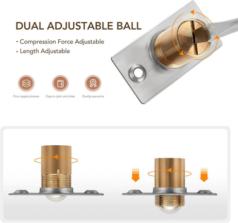 Ravinte Adjustable Ball Door Catch, Closet Ball Bearing Latch, 6 Pack Strong Drive Closing Accessories, Silver