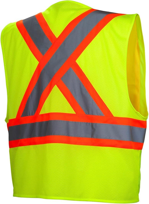 Pyramex Safety RCZ2410L RCZ24 Series Vest Hi-Vis Lime Vest with Contrasting Reflective Tape - Size Large