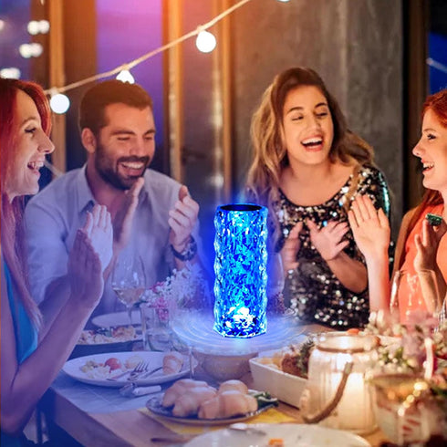Crystal Table Lamp (Touch & Remote), RGB 16 Colors Changing Lamp, Rechargeable Crystal Night Light for Bedroom, Party