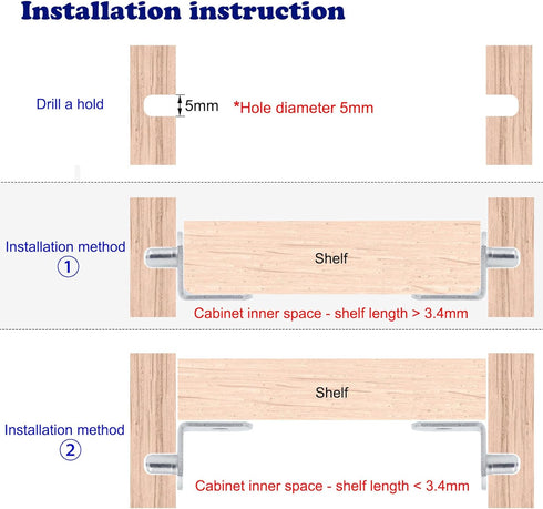 JunLiWei 50 5mm (1/5 inch) Closet Shelf Support Pegs, Pcs Shelf Pegs with Hole, Cabinet Shelf Bracket Pegs, L-Shaped