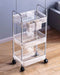 Dalekana 3-Tier Plastic Rolling Utility Clear Cart with Wheels, Multifunctional Storage Organizer Cart