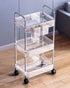 Dalekana 3-Tier Plastic Rolling Utility Clear Cart with Wheels, Multifunctional Storage Organizer Cart