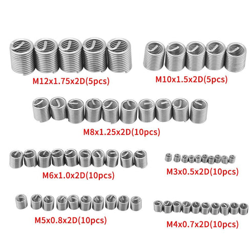60 Pcs Wire Thread Inserts Kit, M3 M4 M5 M6 M8 M10 Stainless Steel Thread Repair Kit for Helical Repair