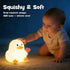 Greprety 3-Level Duck Night Light Squishy Silicone Nursery Breastfeeding Nightlight with Timer Warm White & RGB Color