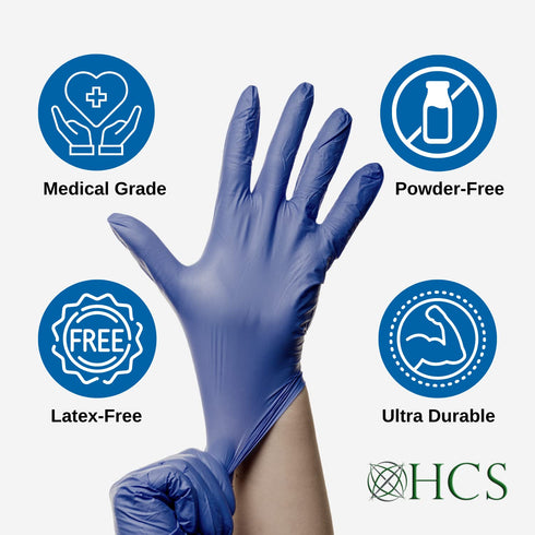 250 4 HCS Nitrile Gloves - Disposable, Latex-Free - (More Per Box) Sensitive Skin, Fentanyl & Chemo Protection