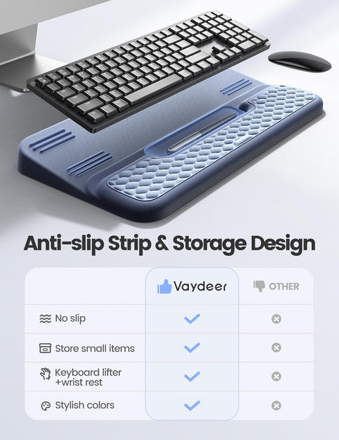 Vaydeer Wrist Rest with Keyboard Stand, Computer Wrist Support Pad, Ergonomic Keyboard Riser Holder Lift Tray