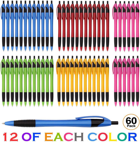 Pens Bulk Gripped Slimster Retractable Ballpoint Pen | Medium Point Black Ink | Smooth Writing Pens for Journaling