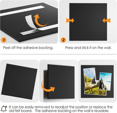 MaxGear Large Cork Board for Wall, 36" x 24", Black Bulletin Board, 6 Pack Felt Wall Tiles with Pushpins
