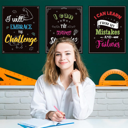 DUAIAI Classroom Decorations 21 Pcs Growth Mindset Posters Bulletin Board for School Office Home