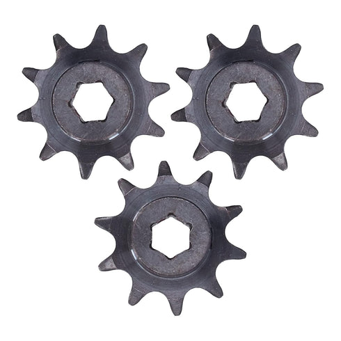 Tissting 3Pcs Steel Sprocket, 5307-4008-0010, 8mm Pitch Hex Hole 10 Teeth Drive Gears for Bicycles