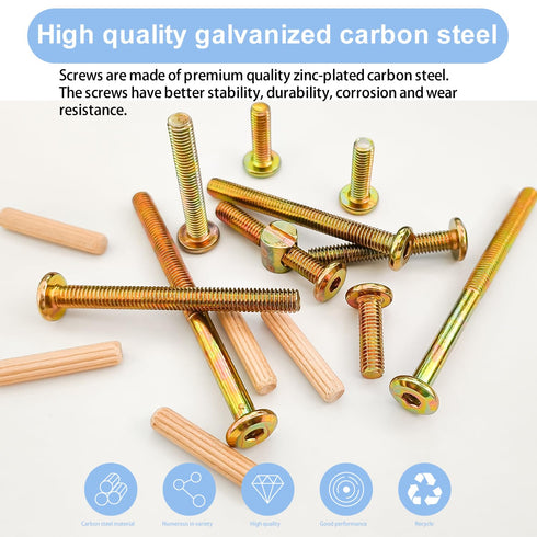 weideer 26 Set M6x20/40/50/60/70/80mm Crib Screws Hardware Replacement Kit Baby Bed Frame Bolts Barrel Nuts Wooden